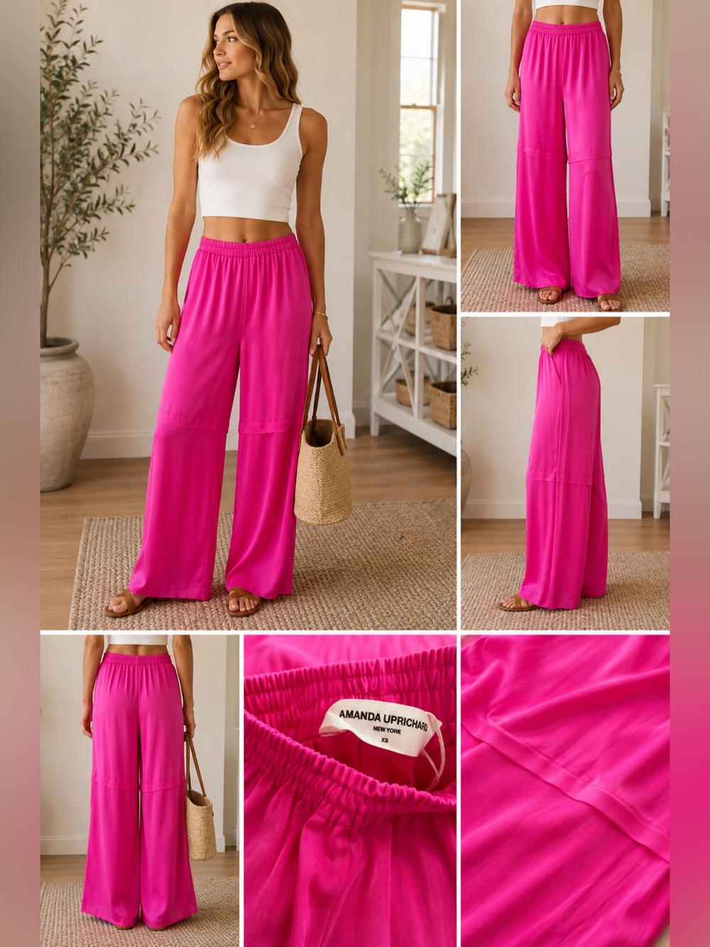 Amanda Uprichard Hot Pink Wide Leg Pants XS